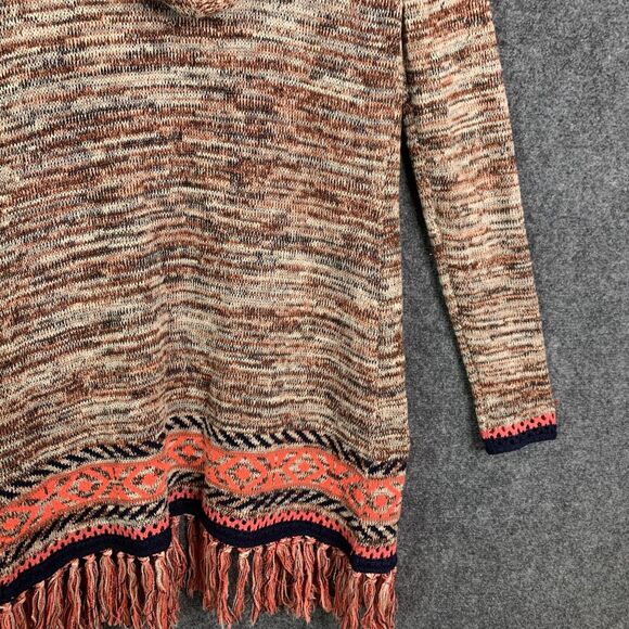 MAURICES Open Style Fringe Aztec Inspired Hooded Long Line Cardigan Sweater Sz M - Picture 12 of 15